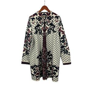 Chicos Multicolor Knit Long Cardigan Jacket Size 3 - Nylon/Rayon Blend Intricate